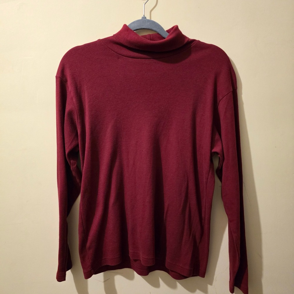 Christopher & Banks Turtleneck Top Womens Large Burgundy Long Sleeve Casual